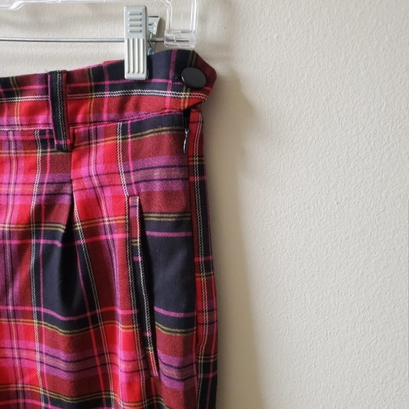 Topshop Womens Pink Tartan Plaid Hi Rise Pants Size 6 - Picture 4 of 6